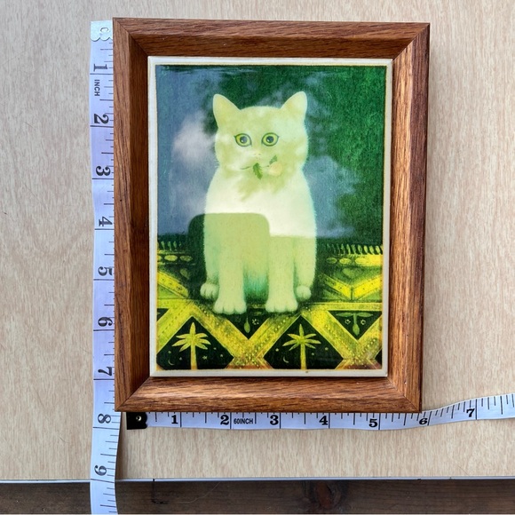 Martin Leman Vintage Cat Tile In Wood Frame - Picture 4 of 9